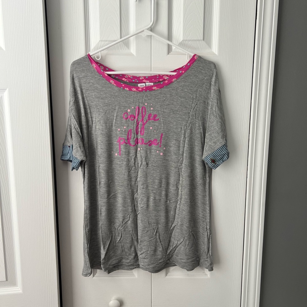 Vera Bradley Coffee Please pajama top size medium